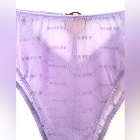 SAVAGE X FENTY Flocked Logo Lavender Brazilian Cheeky Panty - Picture 3 of 6